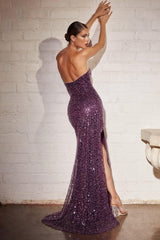 Cinderella Divine CH165 Strapless Sexy Sequins Long Prom Dress