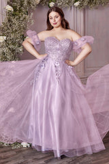 Cinderella Divine CD0191 Strapless Shimmering Long A Line Prom Dress