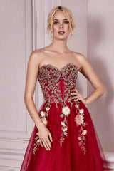 Cinderella Divine CD0191 Strapless Shimmering Long A Line Prom Dress