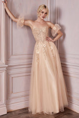 Cinderella Divine CD0191 Strapless Shimmering Long A Line Prom Dress