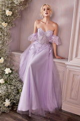 Cinderella Divine CD0191 Strapless Shimmering Long A Line Prom Dress