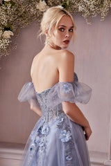 Cinderella Divine CD0191 Strapless Shimmering Long A Line Prom Dress