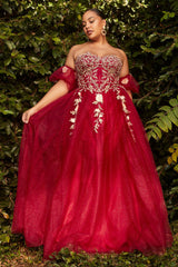 Cinderella Divine CD0191 Strapless Shimmering Long A Line Prom Dress