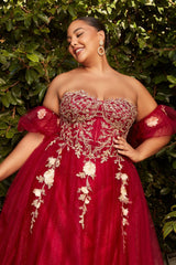 Cinderella Divine CD0191 Strapless Shimmering Long A Line Prom Dress