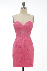 Strapless Short Yellow Lace Prom Dresses, Short Yellow Lace Formal Graduation Dresses