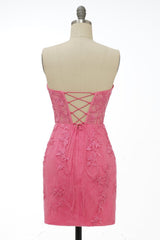 Strapless Short Yellow Lace Prom Dresses, Short Yellow Lace Formal Graduation Dresses