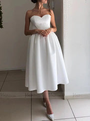 Strapless Tea Length Beach Wedding Dresses Under 200 VW1363