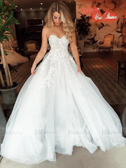 Strapless Tulle Beaded Lace Beach Wedding Dresses 2019 VW1306