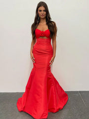 Julie | Strapless White and Black Ruched Mermaid Prom Dress