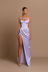 Stunning Lilac Sleeveless Prom Dress Mermaid Split Long Online