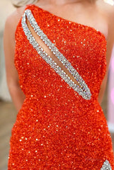 Stunning Sequin Mermaid Prom Dresses 2025 with Slit & One Shoulder – FD5060
