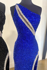 Stunning Sequin Mermaid Prom Dresses 2025 with Slit & One Shoulder – FD5060