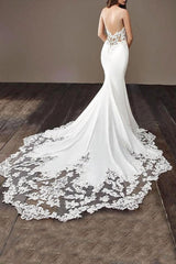 Stunning Spaghetti Straps Wedding Dress | Mermaid Chiffon Lace Bridal Dress