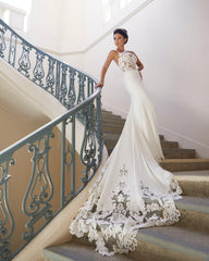 Stunning Spaghetti Straps Wedding Dress | Mermaid Chiffon Lace Bridal Dress
