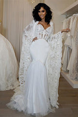 Stunning Sweetheart Mermaid Wedding Dress w/ Lace Cape