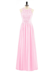 Long Lace Dress with Illusion Sweetheart Neck-Candy Pink