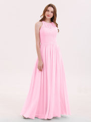 Long Lace Dress with Illusion Sweetheart Neck-Candy Pink