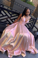 Sweet Spaghetti Strap Ball Gown Prom Dresses Satin Aline Evening Dress