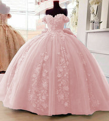 2024 Off Shoulder Ball Gown Quinceanera Dresses 3D Floral Applique Sweet 16 Gowns