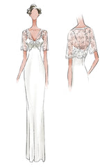 Sweetheart A-line Chiffon Dress With Half-sleeved Illusion Bodice