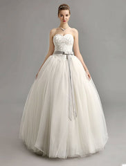 Exclusive Sweetheart Ball Gown Wedding Dress With Colored Sash