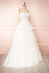 Sweetheart Black Ruffle Prom Dress Tiered Tulle Wedding Dresses FD1153