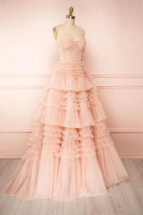 Sweetheart Black Ruffle Prom Dress Tiered Tulle Wedding Dresses FD1153