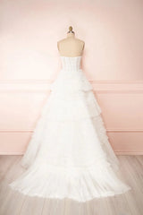 Sweetheart Black Ruffle Prom Dress Tiered Tulle Wedding Dresses FD1153
