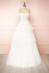 Sweetheart Black Ruffle Prom Dress Tiered Tulle Wedding Dresses FD1153