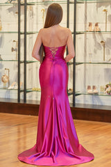 Abby | Sweetheart Fuchsia Pleated Mermaid Long Prom Dress
