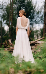 Sweetheart Long Sleeve Chiffon Tulle Lace Satin Dress With Illusion