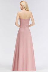 Sweetheart Pleated Chiffon Bridesmaid Dress Sleeveless