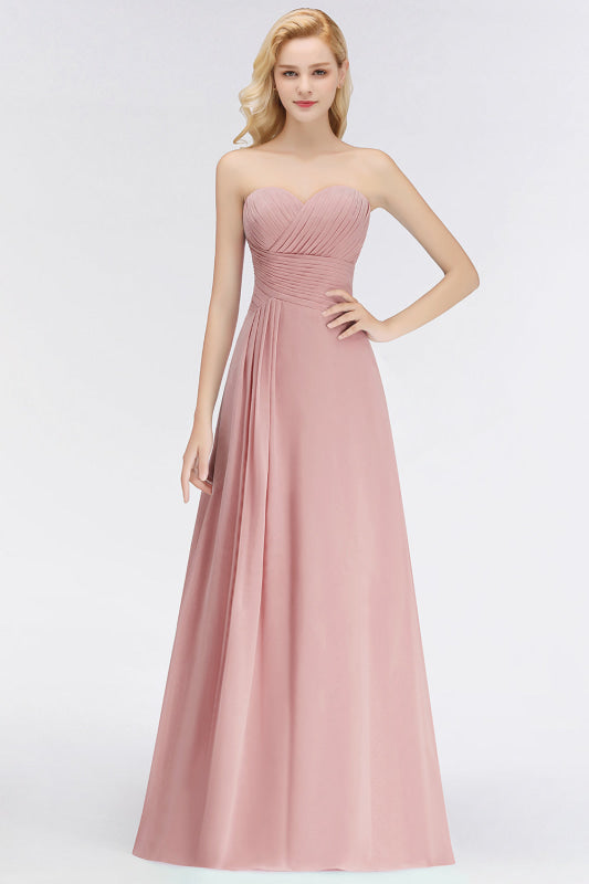 Sweetheart Pleated Chiffon Bridesmaid Dress Sleeveless