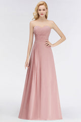 Sweetheart Pleated Chiffon Bridesmaid Dress Sleeveless