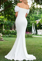 Mermaid Sweetheart Sexy Off-the-Shoulder Wrap-Around Satin Wedding Dress