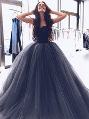 Sweetheart Sleeveless Sweep/Brush Train With Beading Tulle Dresses