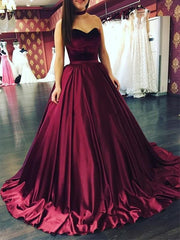 Sweetheart Sleeveless Sweep/Brush Train With Ruffles Satin Dresses