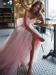 Sweetheart Sleeveless Sweep/Brush Train With Ruffles Tulle Dresses