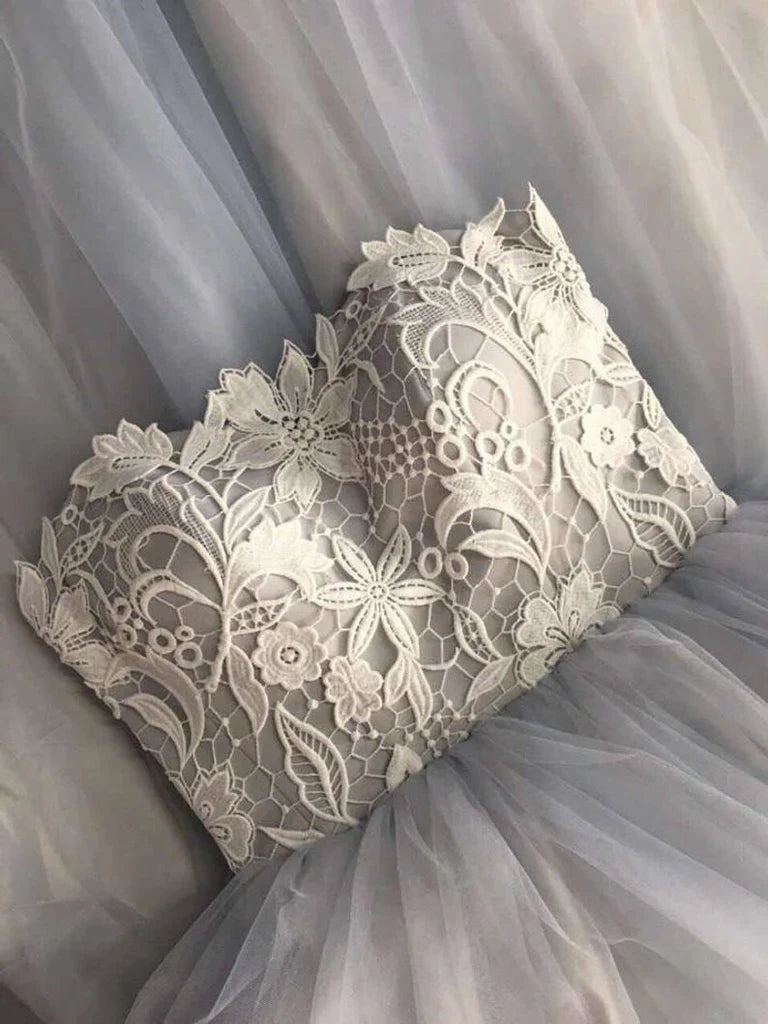 A Line Bohemian Sweetheart Strapless Tulle Bridal Gown Wedding Dress
