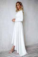 Long Sleeves Mermaid Satin Open Back Wedding Dresses