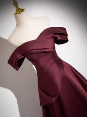 Off the Shoulder A-Line Satin Ruched Floor Length Prom Dress