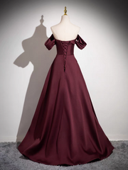 Off the Shoulder A-Line Satin Ruched Floor Length Prom Dress