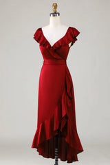 V-Neck Bridesmaid Dress with Ruffles