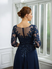 Aimishang A-Line/Princess Chiffon Applique V-neck 3/4 Sleeves Floor-Length Mother of the Bride Dresses