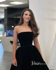 Tea Length Little Black Dress Velvet Short Prom Dresses FD3251