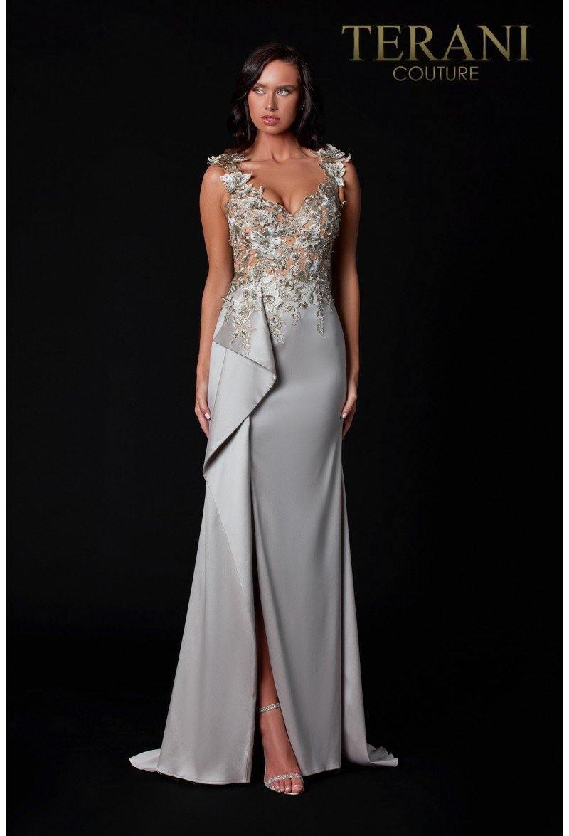 Terani Couture 2111E4751 Evening Dress With Sheer Embellished Top Sale
