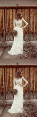 Long Sleeve Lace Appliques White Wedding Dresses