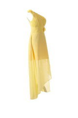 One Shoulder Flower Floor Length Chiffon Bridesmaid Dress