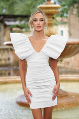 Tess Mini Dress with Dramatic Ruffle Shoulders