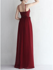 Mermaid / Trumpet Evening Gown Elegant Dress Formal Sweep / Brush Train Sleeveless Spaghetti Strap Chiffon with Glitter Pleats